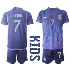 Baby Fußballbekleidung Argentinien Rodrigo de Paul #7 Auswärtstrikot WM 2022 Kurzarm (+ kurze hosen)